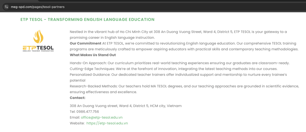 Học TESOL Quốc tế tại Việt Nam: 6 tiêu chí quan trọng để chọn nơi đào tạo uy tín 5 Học TESOL Quốc tế tại Việt Nam được nhận chứng chỉ Madison kiểm định
