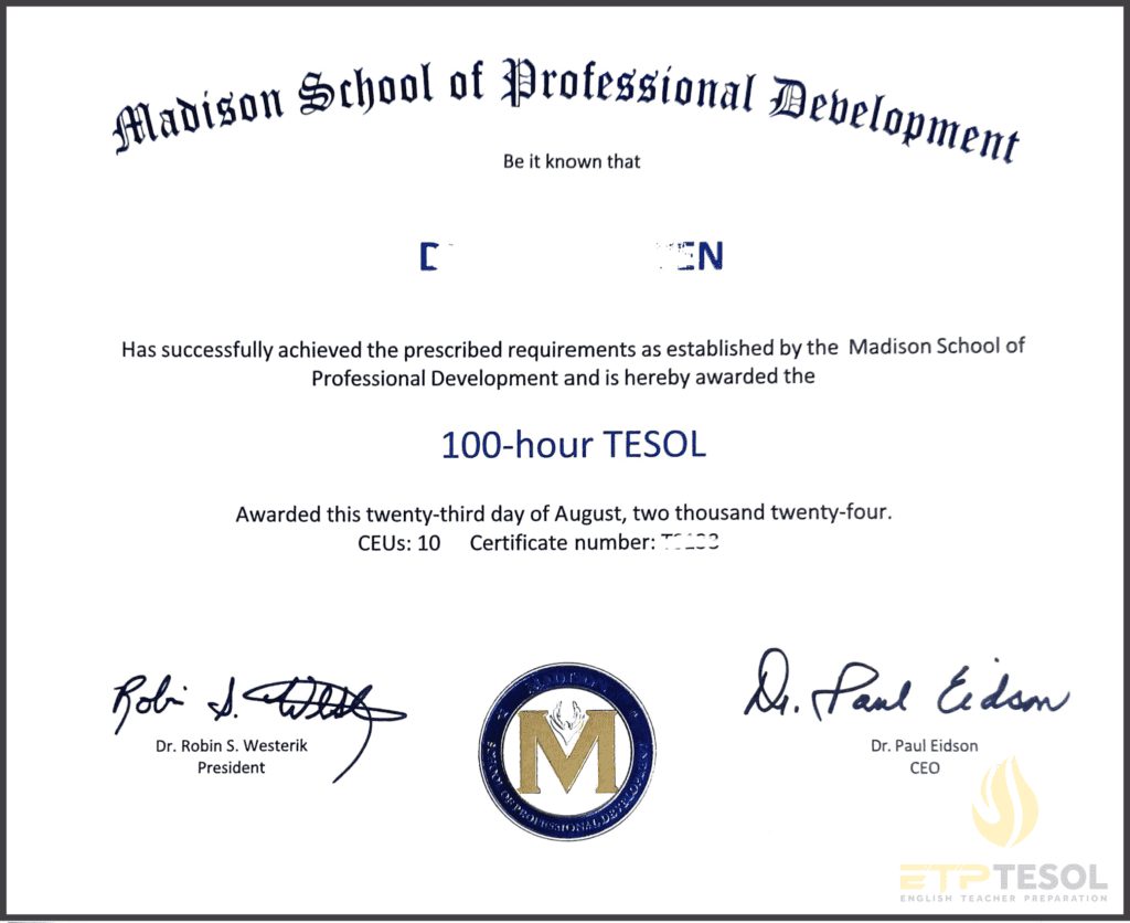 Chứng Chỉ TESOL Tại ETP: Nền Tảng Quan Trọng Cho Sự Nghiệp Giảng Dạy Tiếng Anh 8 Chứng chỉ TESOL tại ETP